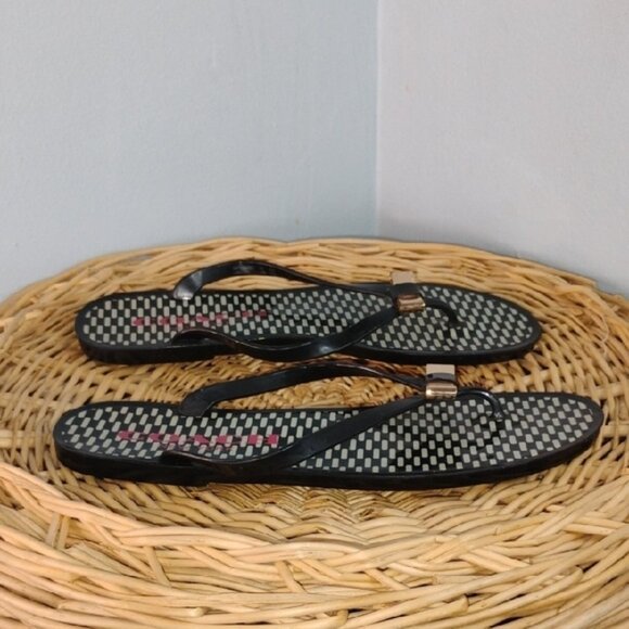 Coach Black and White Jelly Bow Details Thong Sandals Size 10 B Casual Designer - Picture 4 of 10